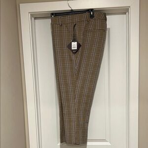 Ava & Viv Women's Brown Plaid Cropped Pants